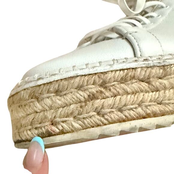 Rag & Bone White Tan Rope Kent Leather Espadrille Platform Sneakers sz 37.5 / 7 - Picture 6 of 12